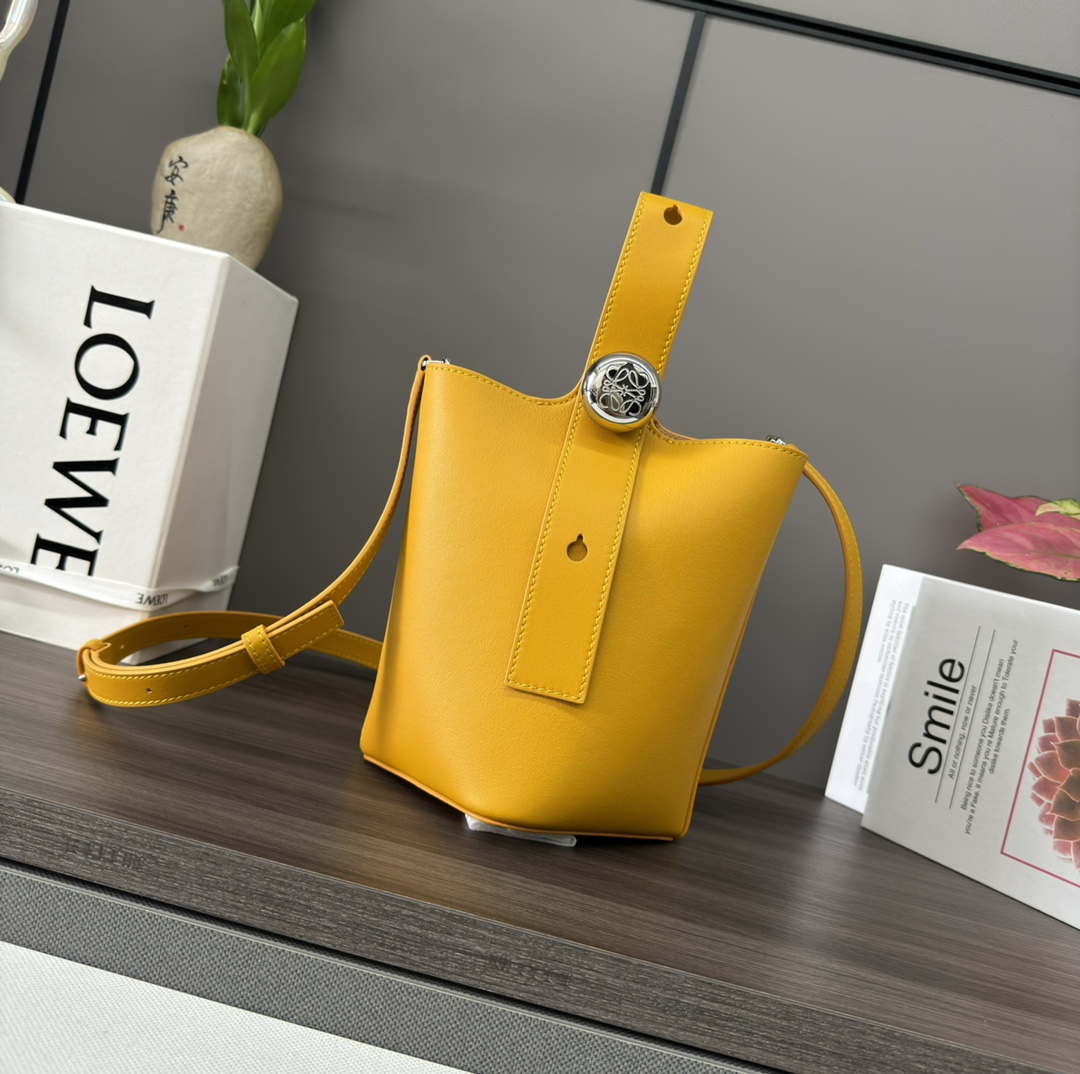 Loewe AANBBBMX01 Mini Pebble Bucket Bag in mellow calfskin Yellow - Default Title - View 1