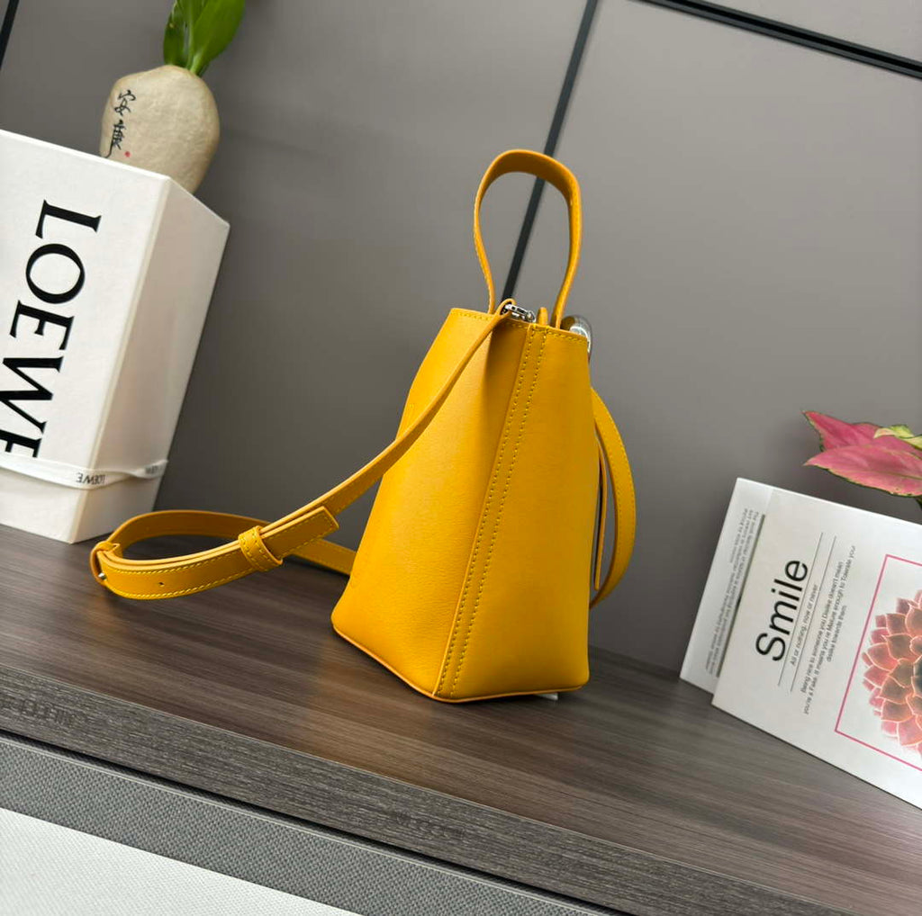Loewe AANBBBMX01 Mini Pebble Bucket Bag in mellow calfskin Yellow