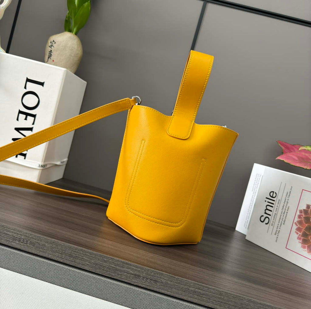 Loewe AANBBBMX01 Mini Pebble Bucket Bag in mellow calfskin Yellow