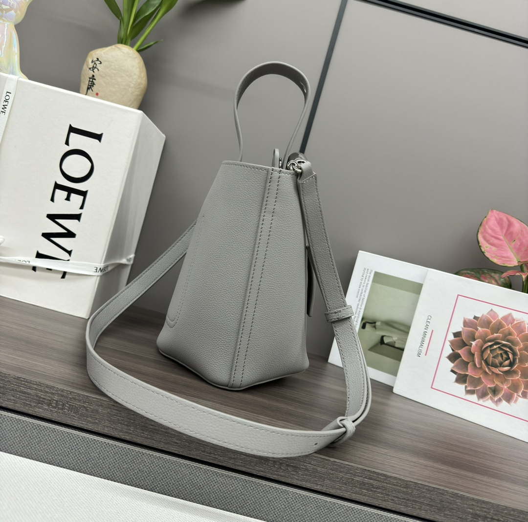 Loewe AANBBBMX01 Mini Pebble Bucket Bag in mellow calfskin Gray