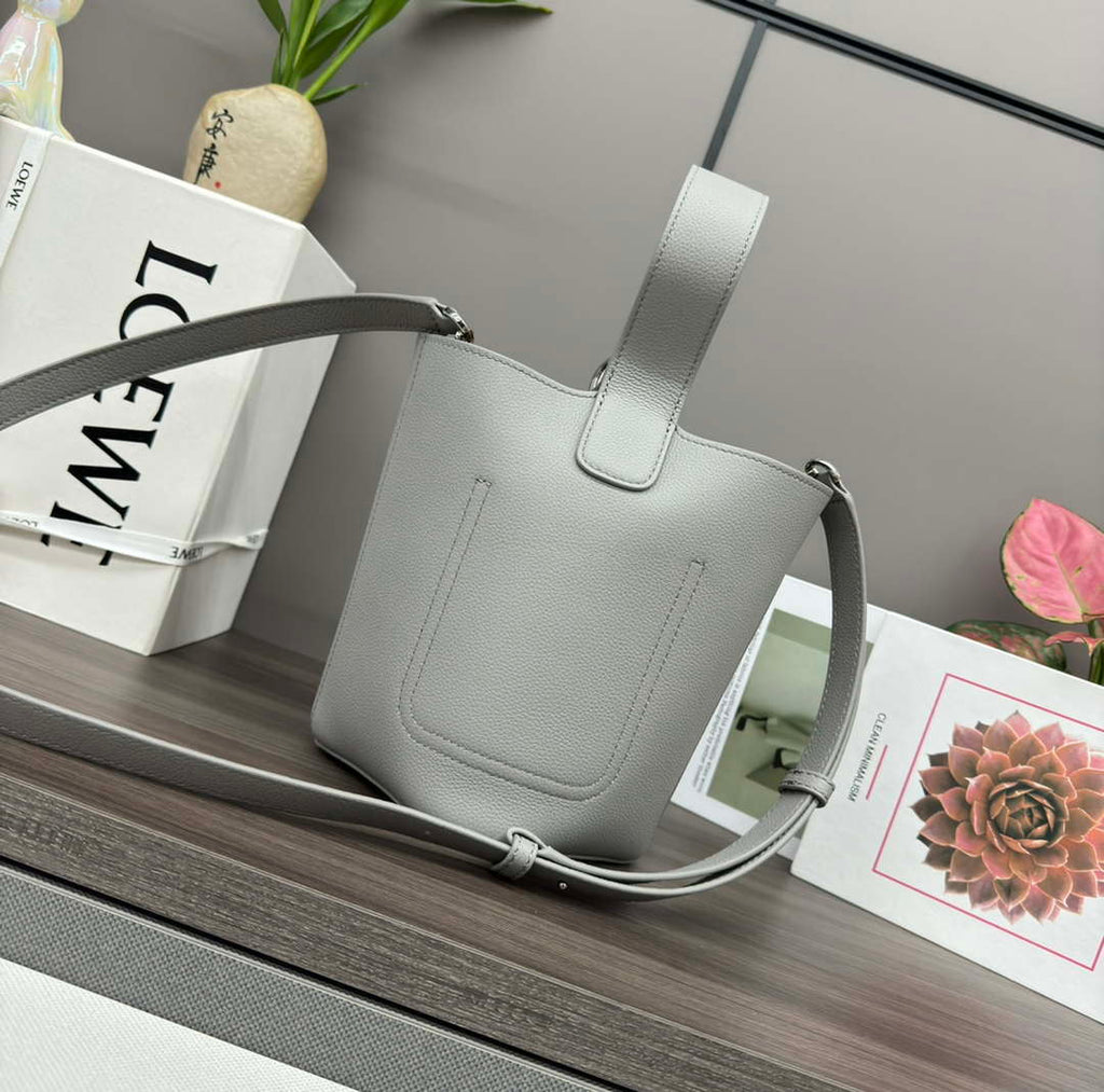 Loewe AANBBBMX01 Mini Pebble Bucket Bag in mellow calfskin Gray
