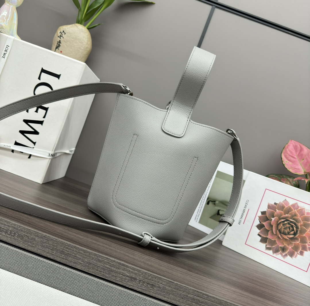 Loewe AANBBBMX01 Mini Pebble Bucket Bag in mellow calfskin Gray
