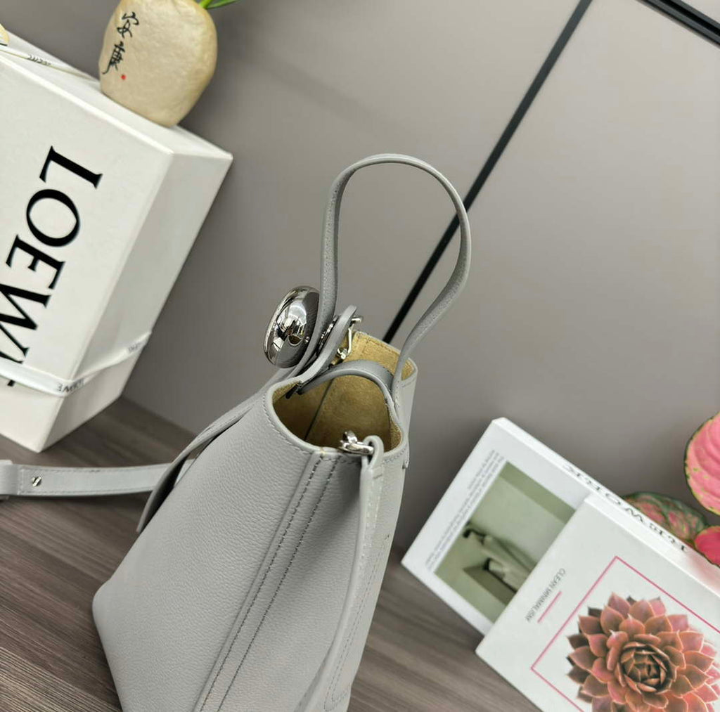 Loewe AANBBBMX01 Mini Pebble Bucket Bag in mellow calfskin Gray