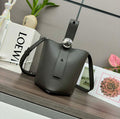 Loewe AANBBBMX01 Mini Pebble Bucket Bag in mellow calfskin Dark Brown