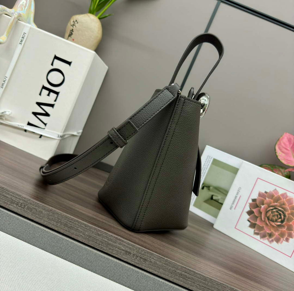Loewe AANBBBMX01 Mini Pebble Bucket Bag in mellow calfskin Dark Brown