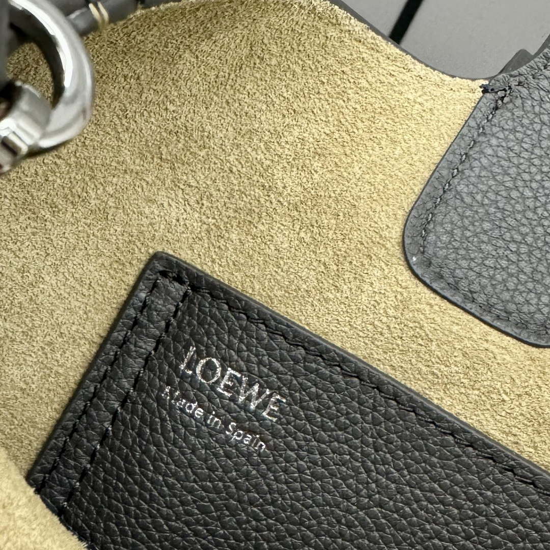 Loewe AANBBBMX01 Mini Pebble Bucket Bag in mellow calfskin Dark Brown