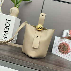 Loewe AANBBBMX01 Mini Pebble Bucket Bag in mellow calfskin Apricot - Default Title - View 1