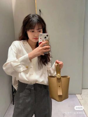 Loewe AANBBBMX02 Mini Pebble Bucket bag in soft grained calfskin Loe8006 - Default Title - View 16