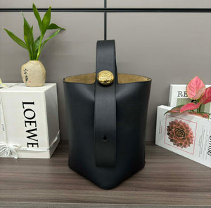 Loewe AANBBBWX01 Medium Pebble Bucket bag in mellow calfskin Black - Default Title - View 1