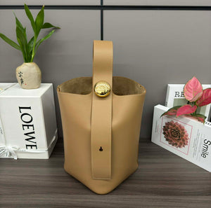 Loewe AANBBBWX01 Medium Pebble Bucket bag in mellow calfskin Brown - Default Title - View 1