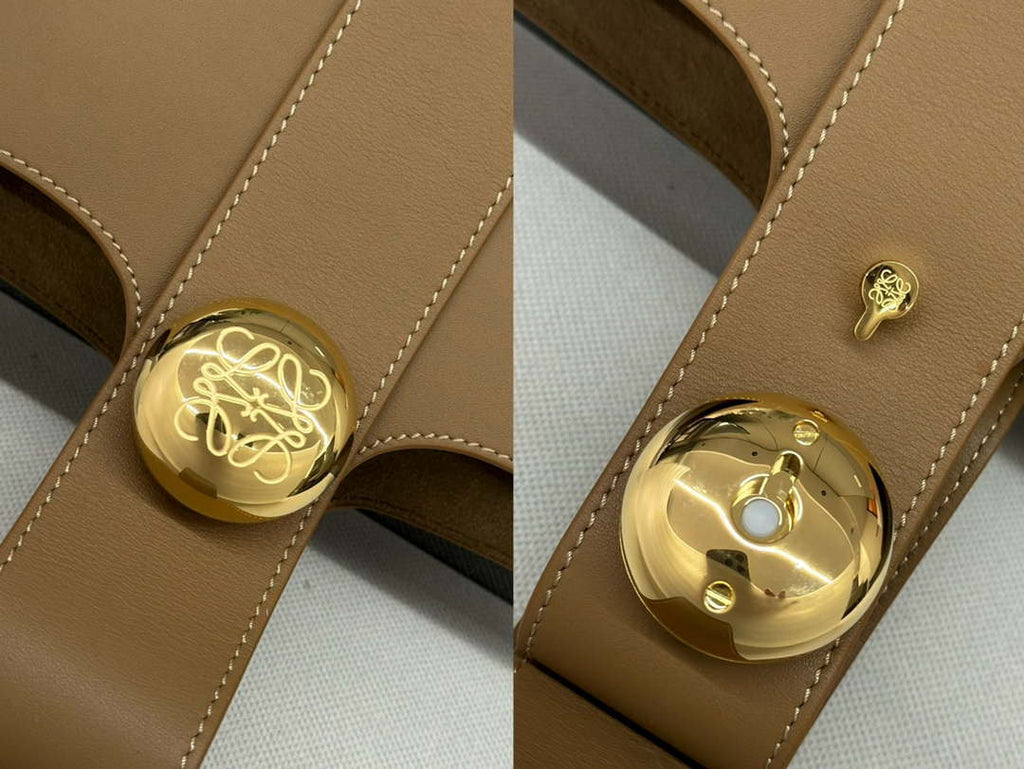 Loewe AANBBBWX01 Medium Pebble Bucket bag in mellow calfskin Brown