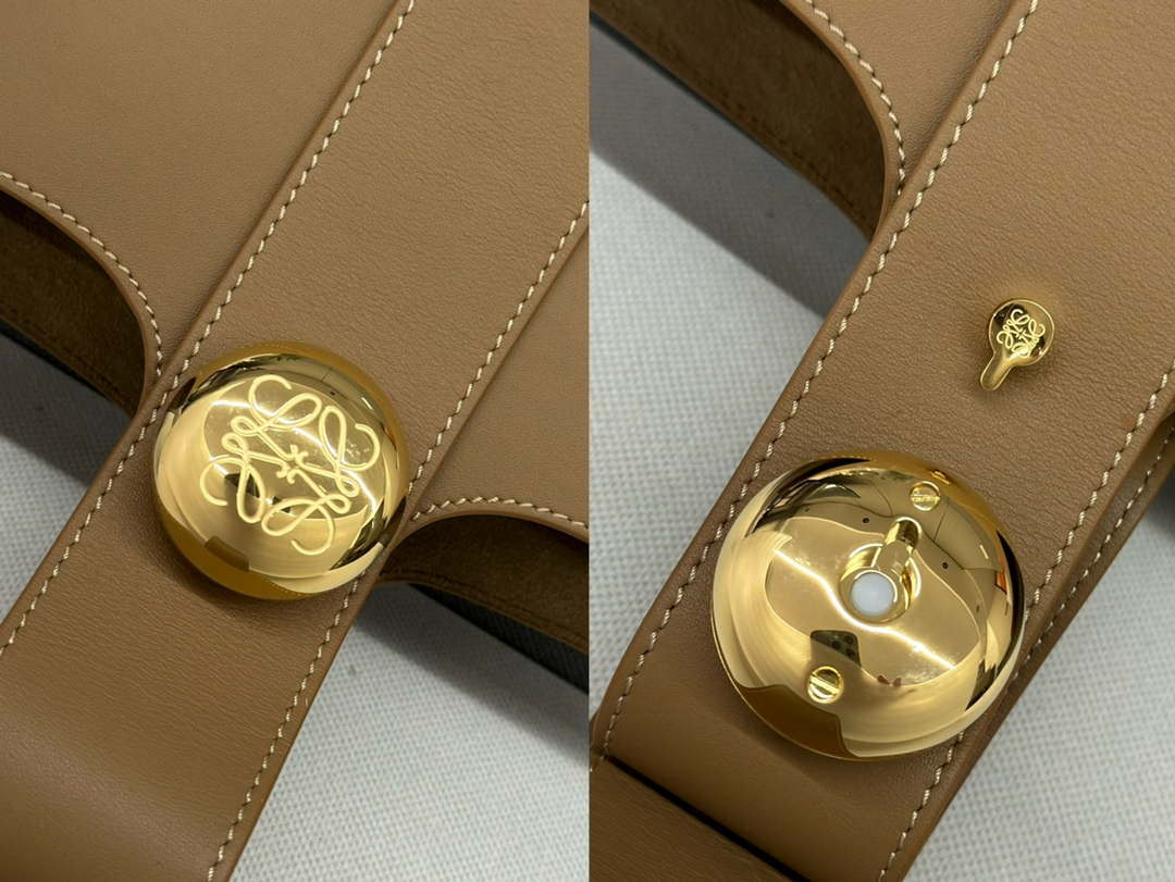 Loewe AANBBBWX01 Medium Pebble Bucket bag in mellow calfskin Brown