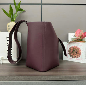Loewe AANBBBWX01 Medium Pebble Bucket bag in mellow calfskin Wine Red - Default Title - View 2