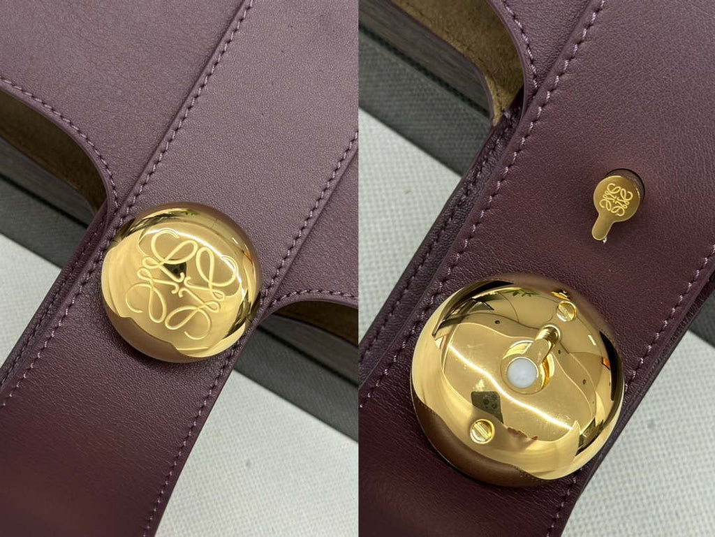Loewe AANBBBWX01 Medium Pebble Bucket bag in mellow calfskin Wine Red