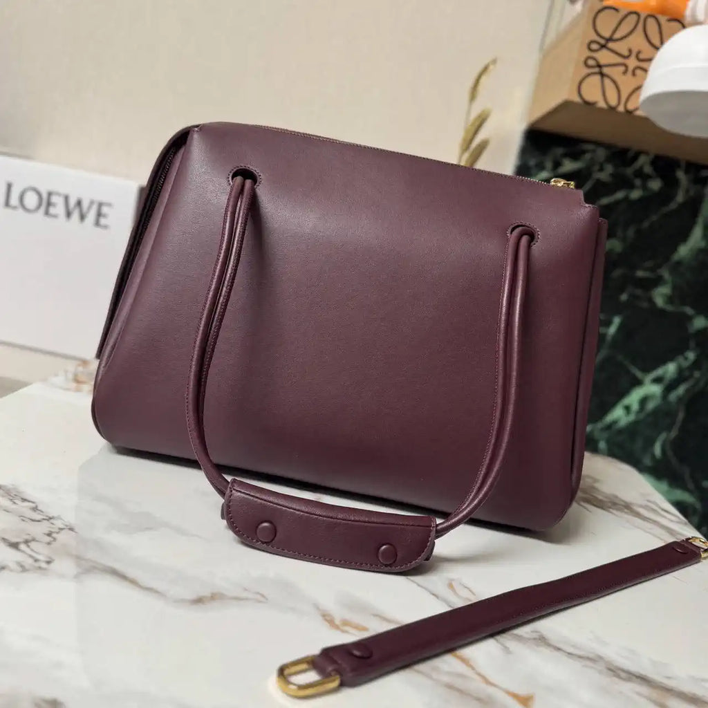 Loewe AANBSPBX01 Large Madrid bag in supple calfskin Wine Red
