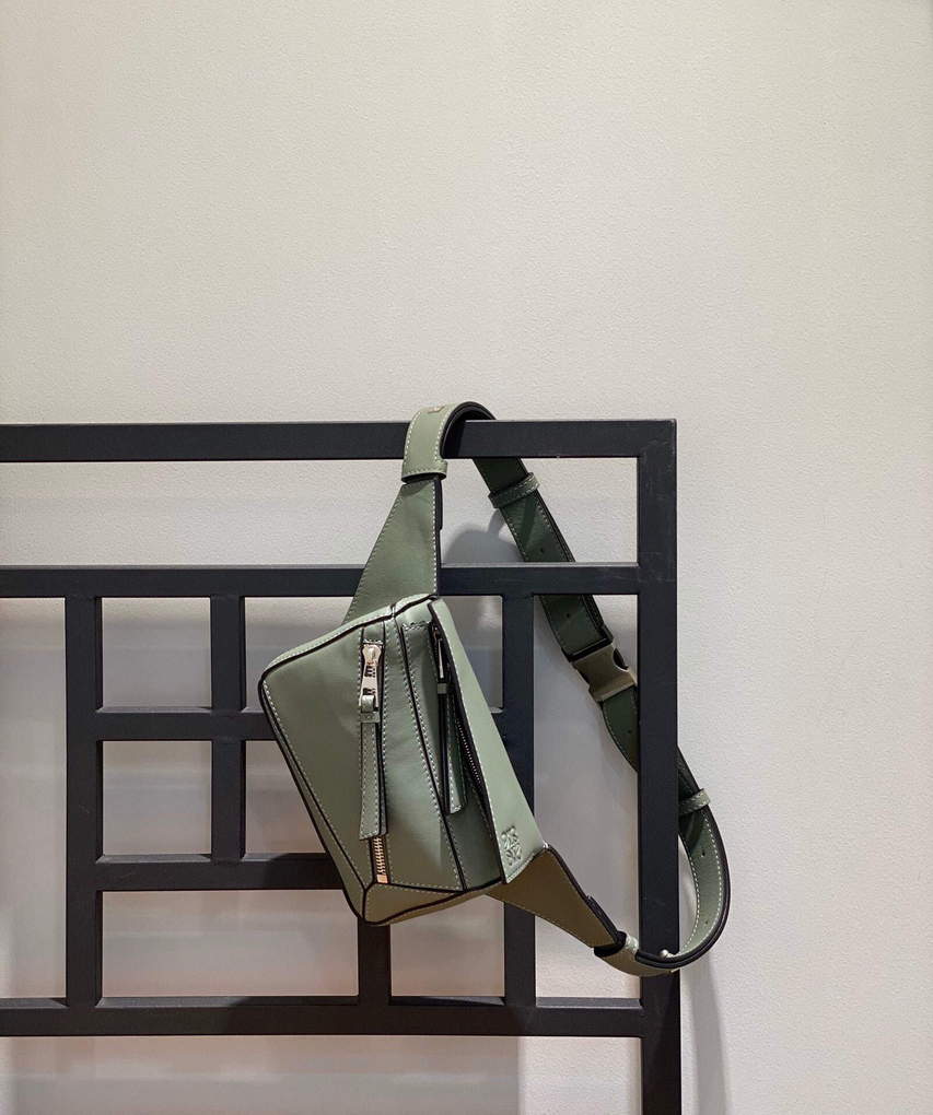 Loewe B510U89X02 Mini Puzzle Bumbag in Classic Calfskin Dark Sage