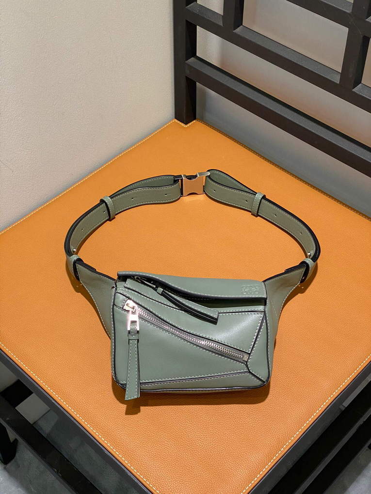 Loewe B510U89X02 Mini Puzzle Bumbag in Classic Calfskin Dark Sage - Default Title - View 1