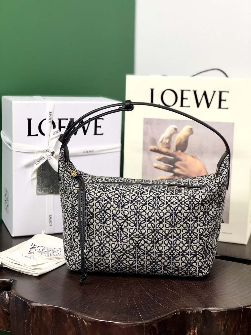 Loewe B906Q63X04 Large Cubi Anagram  jacquard fabric handbag