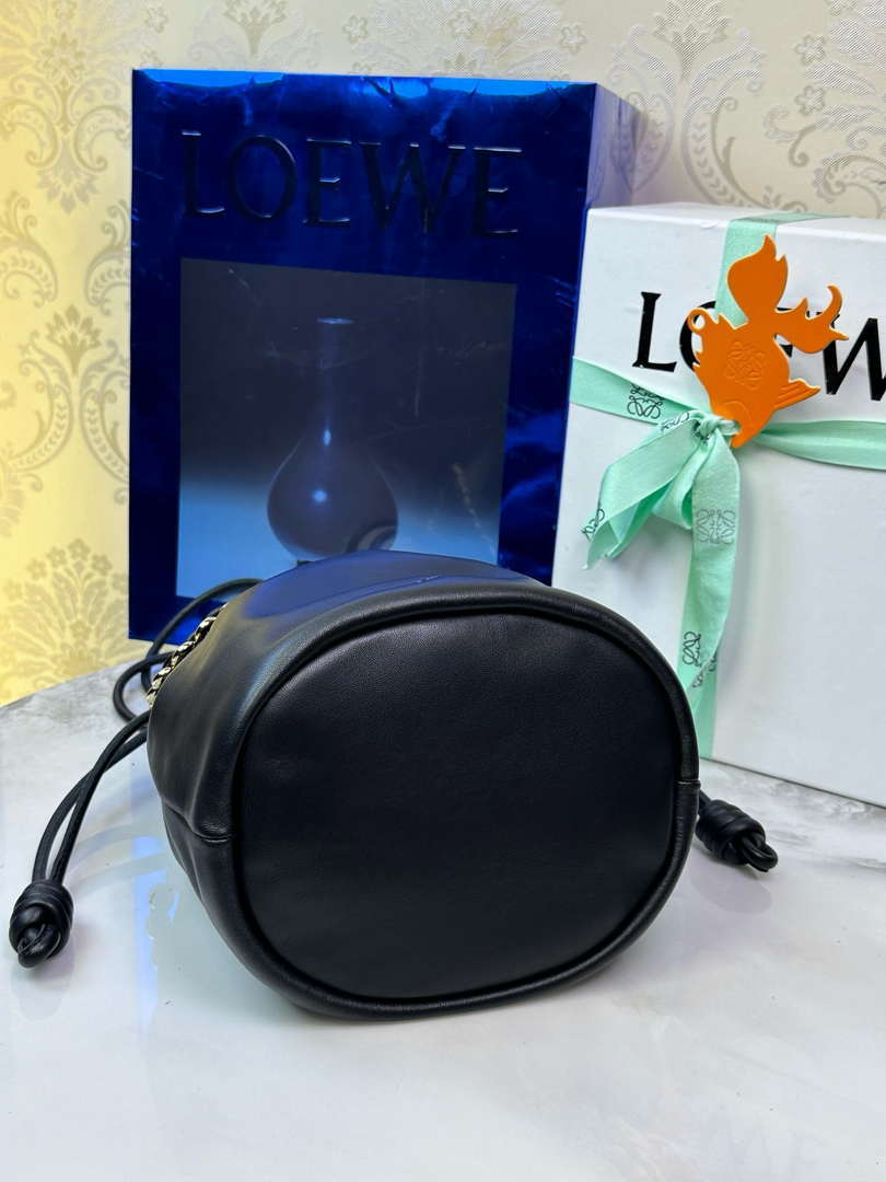 Loewe Flamenco Purse Bucket Bag L9002 in mellow nappa lambskin A411FPBX02 Black