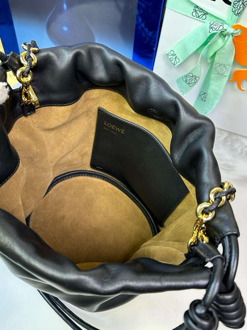 Loewe Flamenco Purse Bucket Bag L9002 in mellow nappa lambskin A411FPBX02 Black