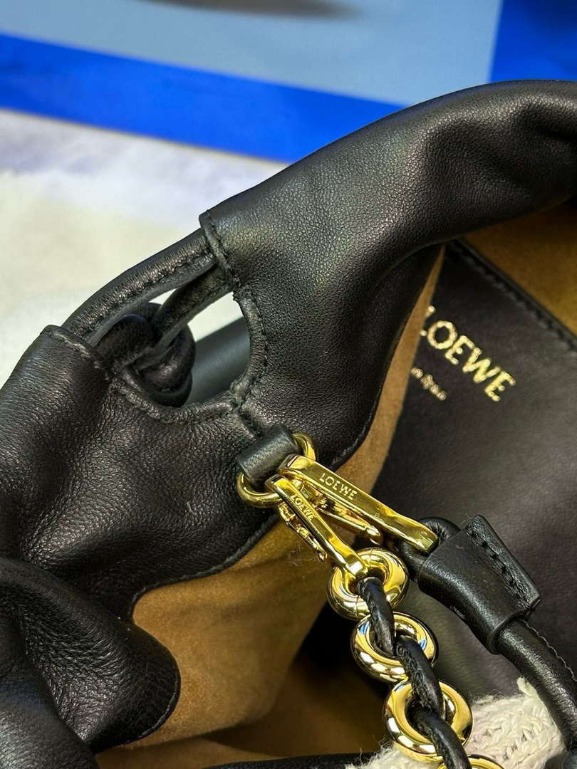 Loewe Flamenco Purse Bucket Bag L9002 in mellow nappa lambskin A411FPBX02 Black