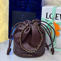 Loewe Flamenco Purse Bucket Bag L9003 in mellow nappa lambskin A411FPBX02 Wine Red - Default Title - View 1