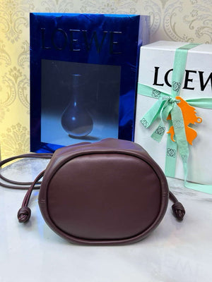 Loewe Flamenco Purse Bucket Bag L9003 in mellow nappa lambskin A411FPBX02 Wine Red - Default Title - View 4