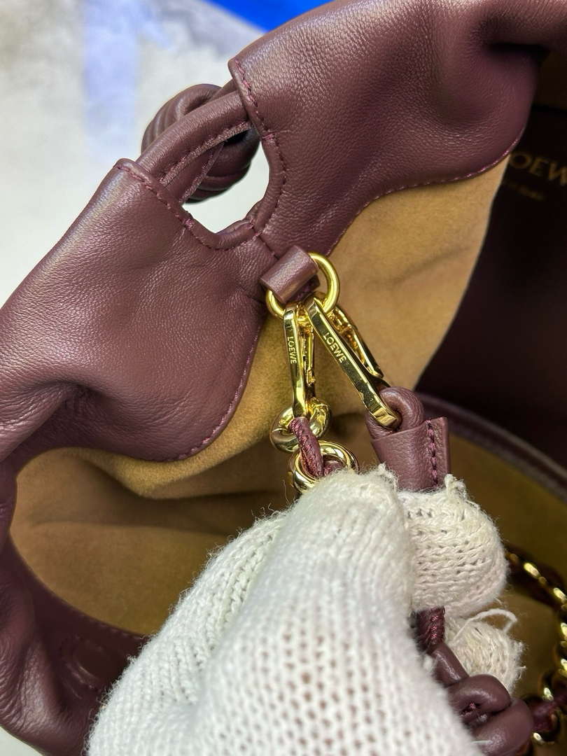 Loewe Flamenco Purse Bucket Bag L9003 in mellow nappa lambskin A411FPBX02 Wine Red