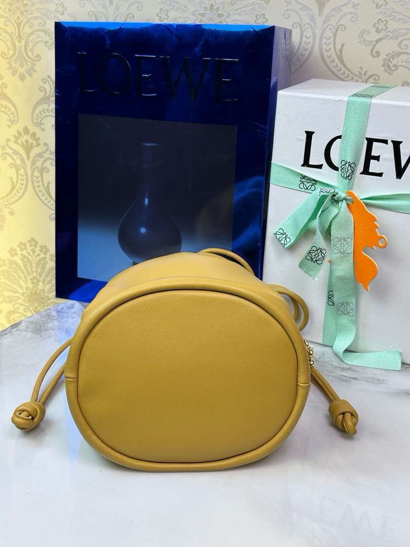 Loewe Flamenco Purse Bucket Bag L9004 in mellow nappa lambskin A411FPBX02 Desert Yellow