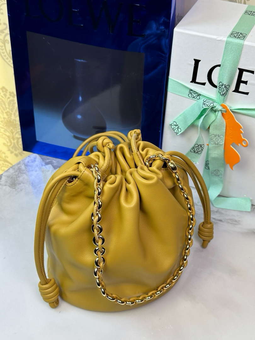 Loewe Flamenco Purse Bucket Bag L9004 in mellow nappa lambskin A411FPBX02 Desert Yellow