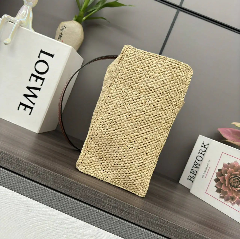 Loewe Medium LOEWE Font tote in raffia A685B61X05 Natural