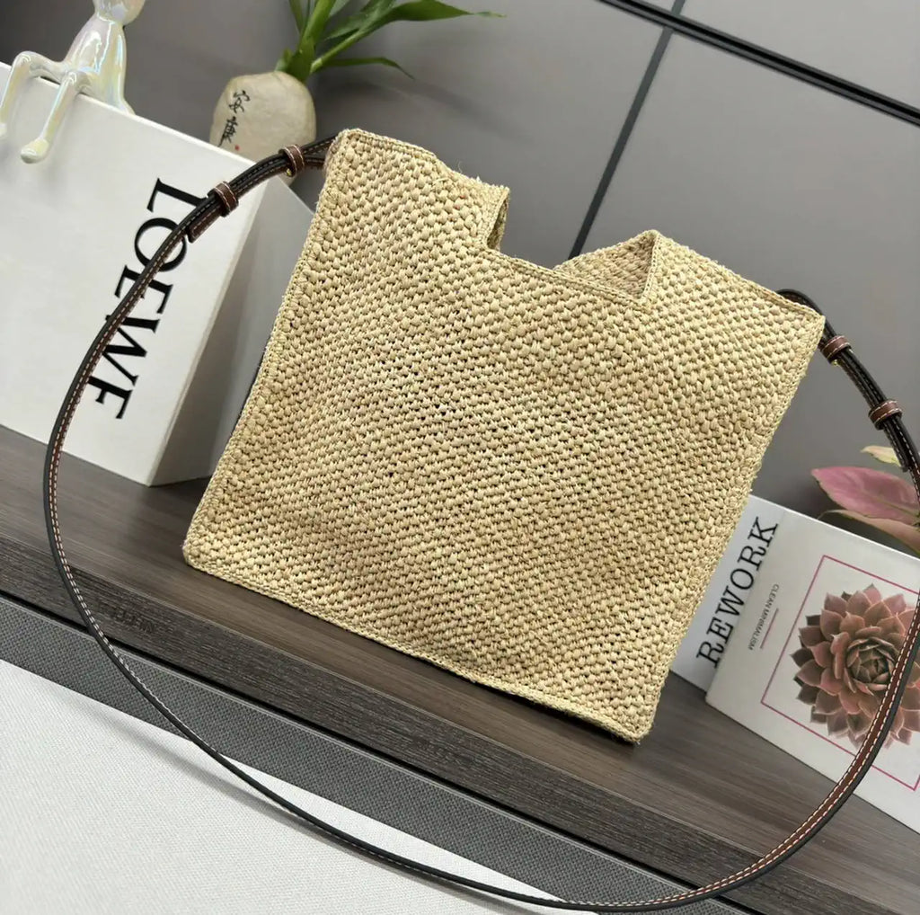 Loewe Medium LOEWE Font tote in raffia A685B61X05 Natural