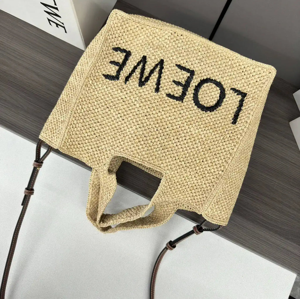 Loewe Medium LOEWE Font tote in raffia A685B61X05 Natural