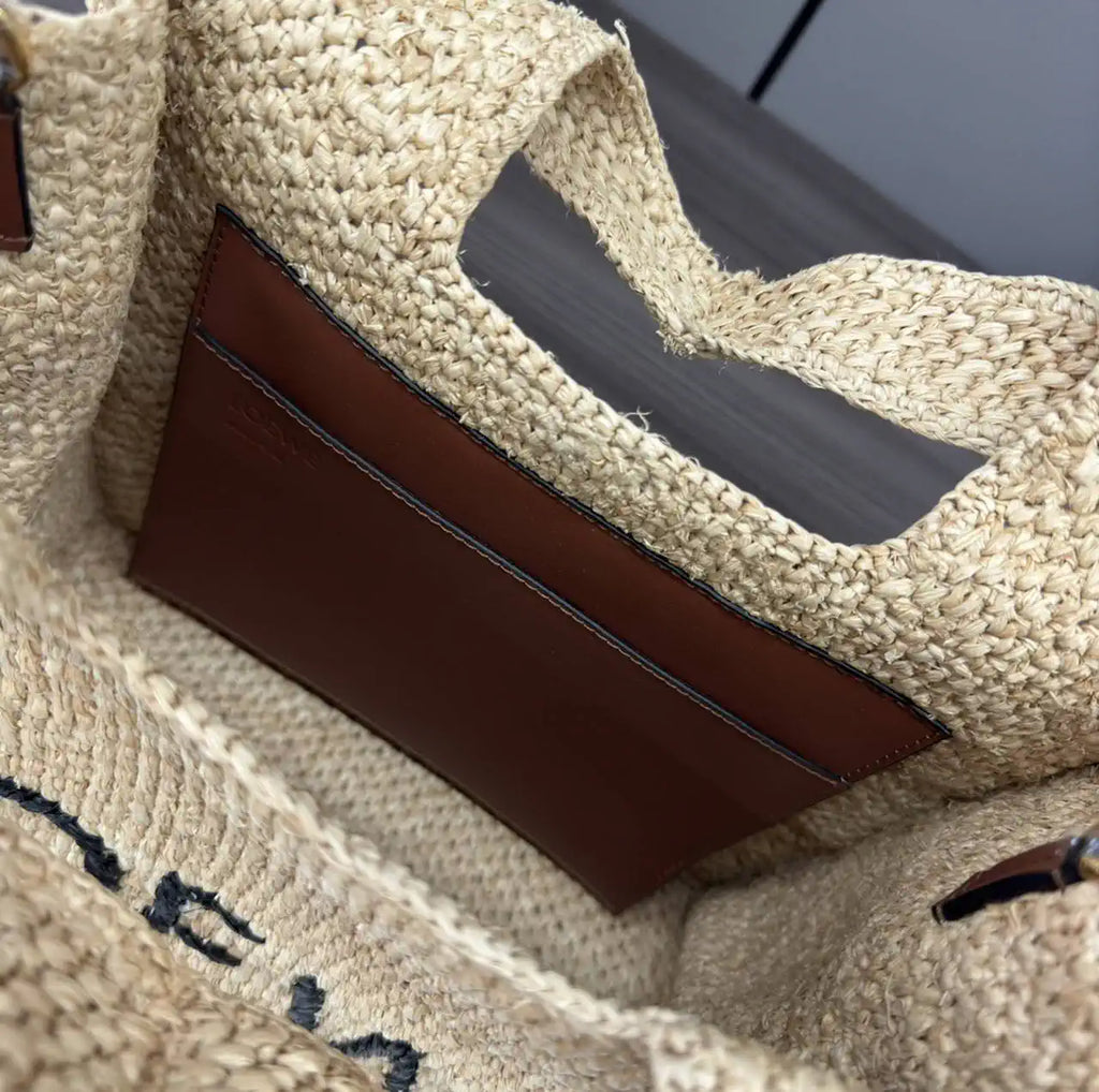 Loewe Medium LOEWE Font tote in raffia A685B61X05 Natural
