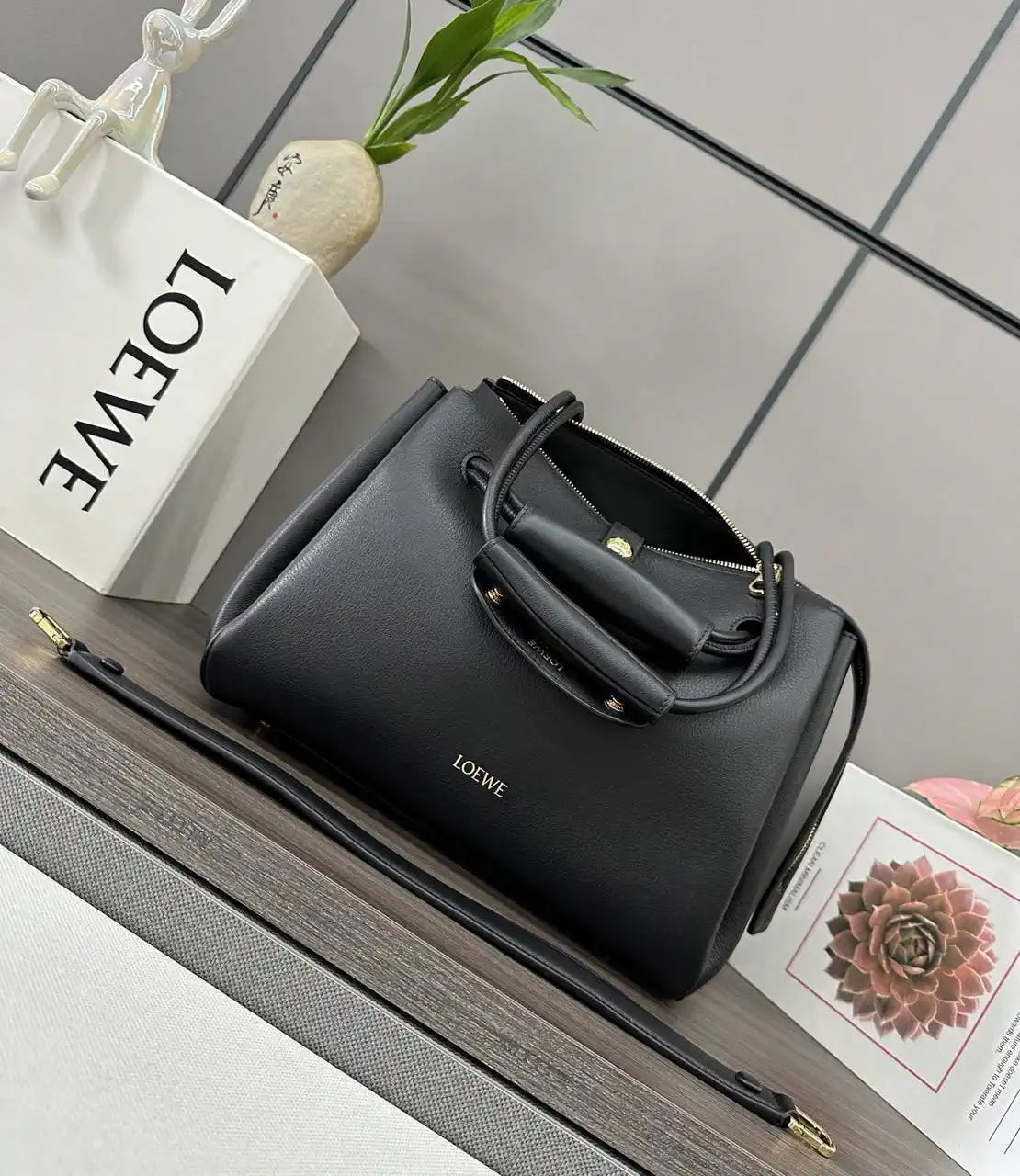 Loewe Medium Madrid bag in supple calfskin AANBAB1X01 Black