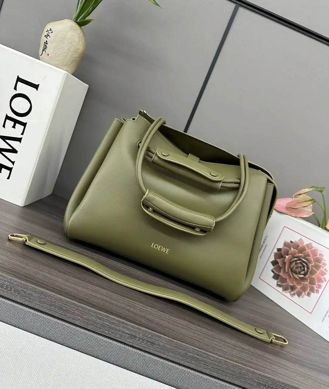 Loewe Medium Madrid bag in supple calfskin AANBAB1X01 Green