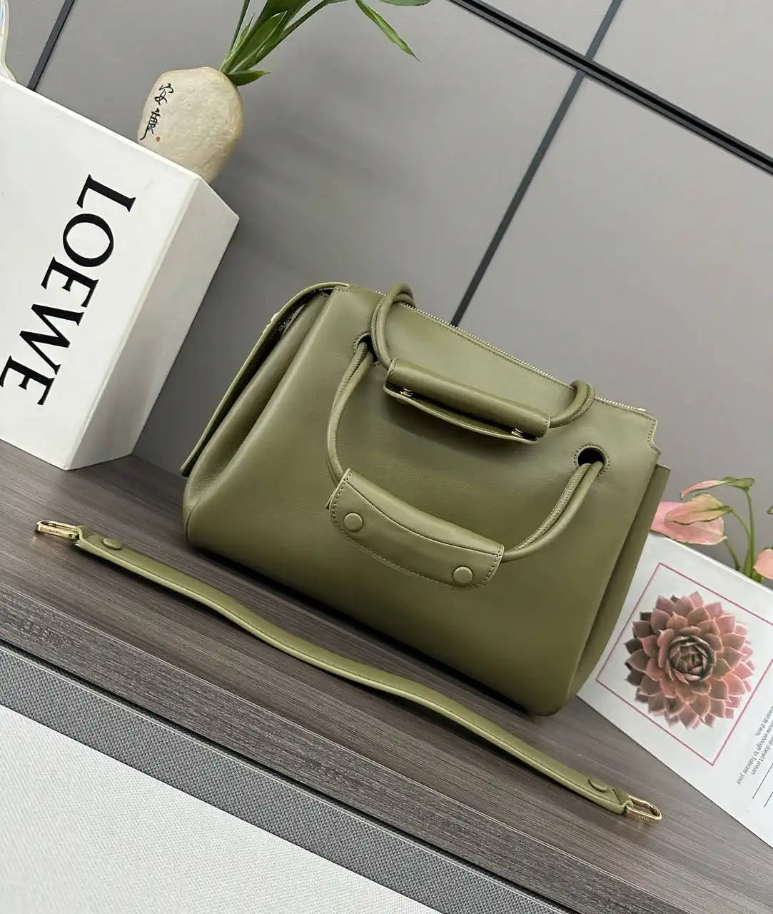 Loewe Medium Madrid bag in supple calfskin AANBAB1X01 Green