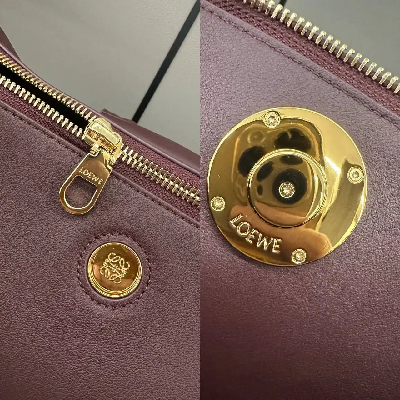 Loewe Medium Madrid bag in supple calfskin AANBAB1X01 Wine Red