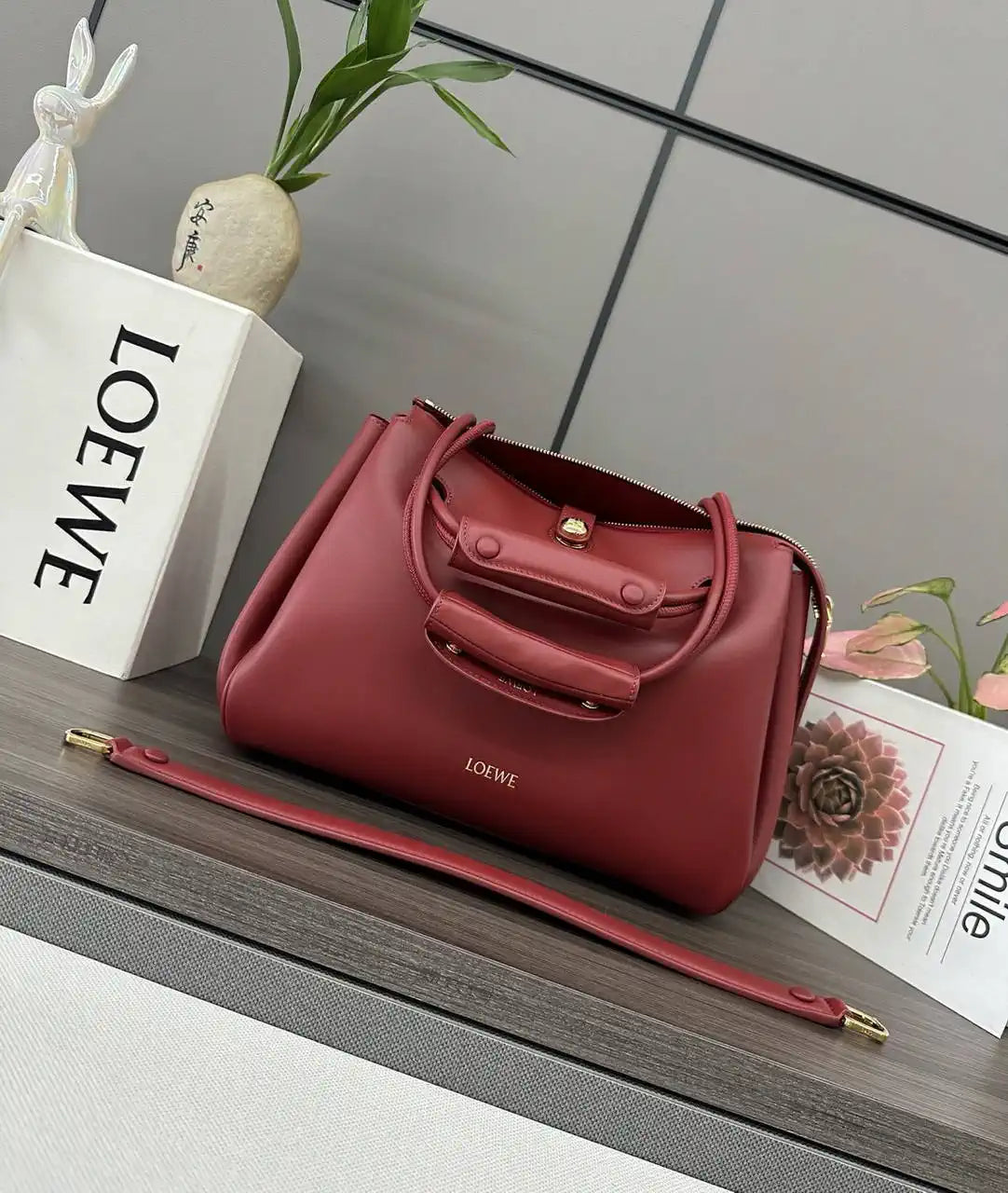 Loewe Medium Madrid bag in supple calfskin AANBAB1X01 Red