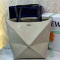 Loewe Medium Puzzle Fold tote in Linen embroidery A657G50X01 Beige - Default Title - View 1