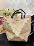 Loewe Medium Puzzle Fold tote in raffia Natural A779G50X08