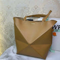 Loewe Medium Puzzle Fold tote in shiny calfskin A657G50X01 Brown - Default Title - View 1