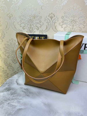 Loewe Medium Puzzle Fold tote in shiny calfskin A657G50X01 Brown - Default Title - View 3