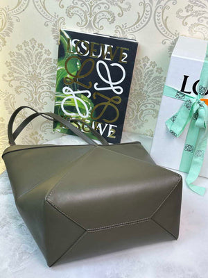 Loewe Medium Puzzle Fold tote in shiny calfskin A657G50X01 Dark Green - Default Title - View 5