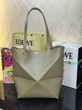 Loewe Medium Puzzle Fold tote in shiny calfskin A657G50X01 Green