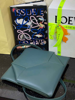 Loewe Medium Puzzle Fold tote in shiny calfskin A657G50X01 Vetiver Green - Default Title - View 6