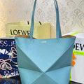 Loewe Medium Puzzle Fold tote in shiny calfskin A657G50X01 Lake Blue - Default Title - View 1