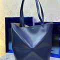 Loewe Medium Puzzle Fold tote in shiny calfskin A657G50X01 Navy Blue - Default Title - View 1