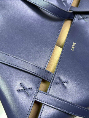 Loewe Medium Puzzle Fold tote in shiny calfskin A657G50X01 Navy Blue - Default Title - View 9