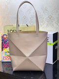 Loewe Medium Puzzle Fold tote in shiny calfskin A657G50X01 Nude Pink